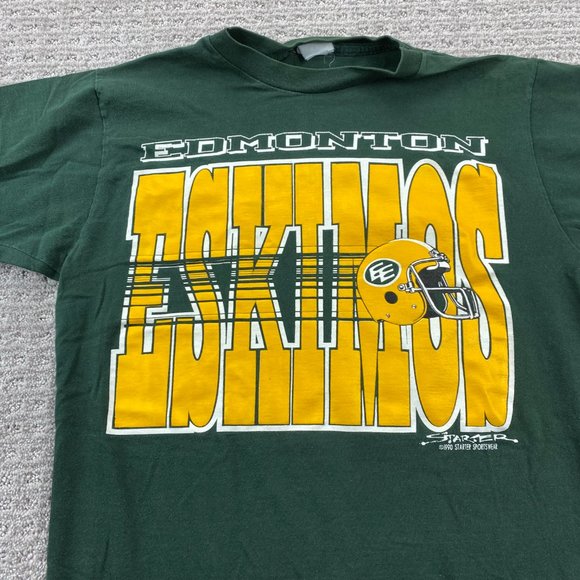 Vintage STARTER 90s Shirt Men Medium M Green 1990 Edmonton Eskimos CFL Football - Picture 2 of 13